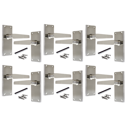 Poignées de porte multi-packs, style victorien, à levier droit, satinées, 1/4/6 paires