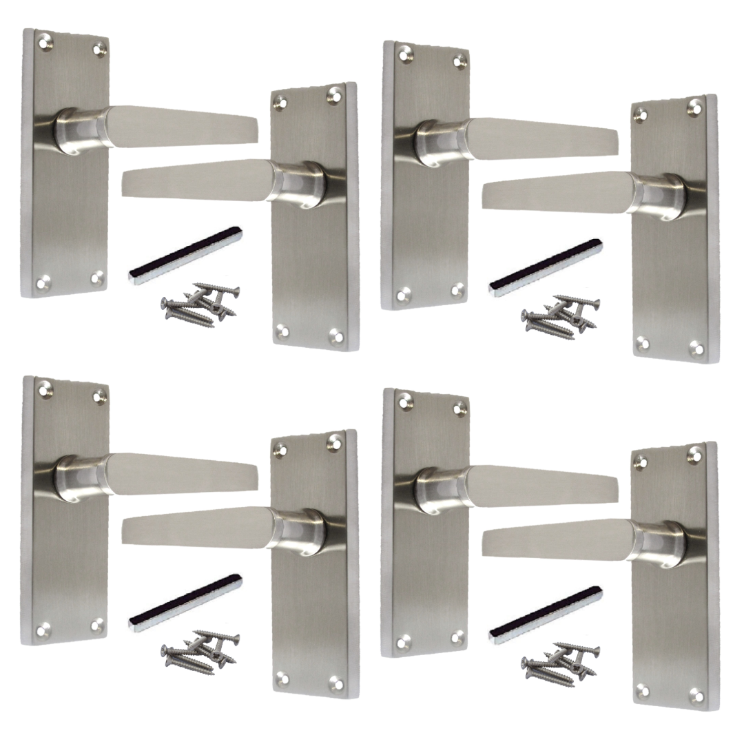 Poignées de porte multi-packs, style victorien, à levier droit, satinées, 1/4/6 paires
