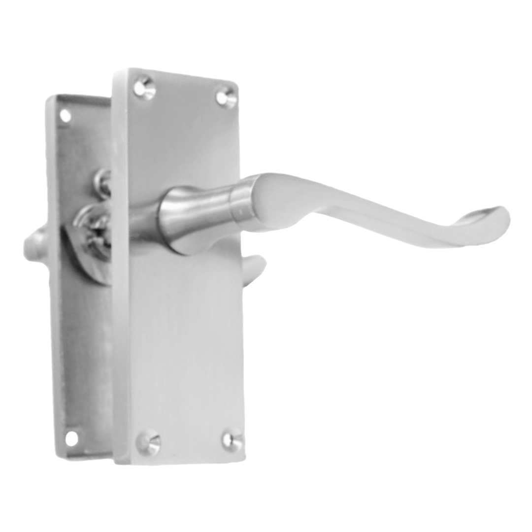Poignées de porte à levier à défilement et loquet interne - Charnières chromées satinées 118 x 40 mm