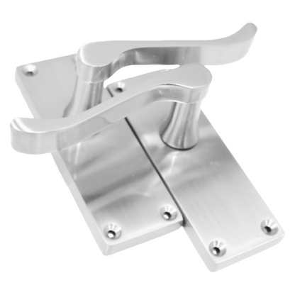 Poignées de porte à levier à défilement et loquet interne - Pack Chrome satiné 118 x 40 mm