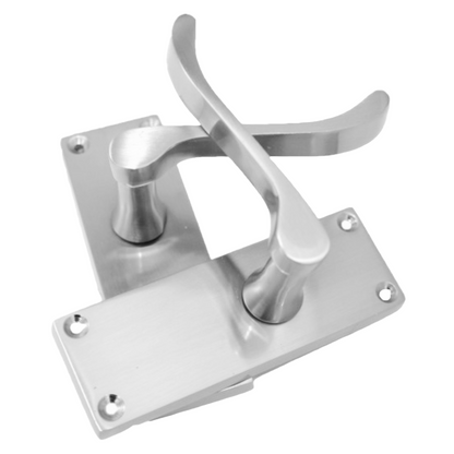 Poignées de porte à levier à défilement et loquet interne - Pack Chrome satiné 118 x 40 mm
