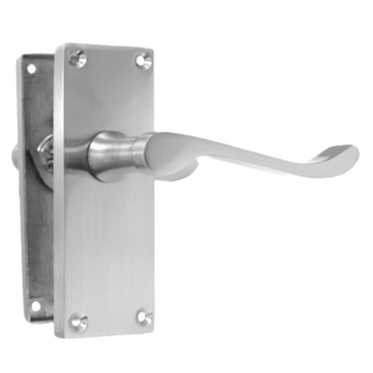 Poignées de porte à levier à défilement et loquet interne - Pack Chrome satiné 118 x 40 mm