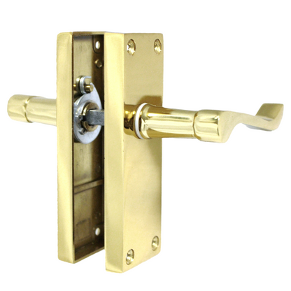 Poignées de porte à levier à défilement et loquet interne - Pack laiton 118 x 40 mm