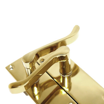 Poignées de porte à levier à volutes et loquet interne - Laiton 118 x 40 mm