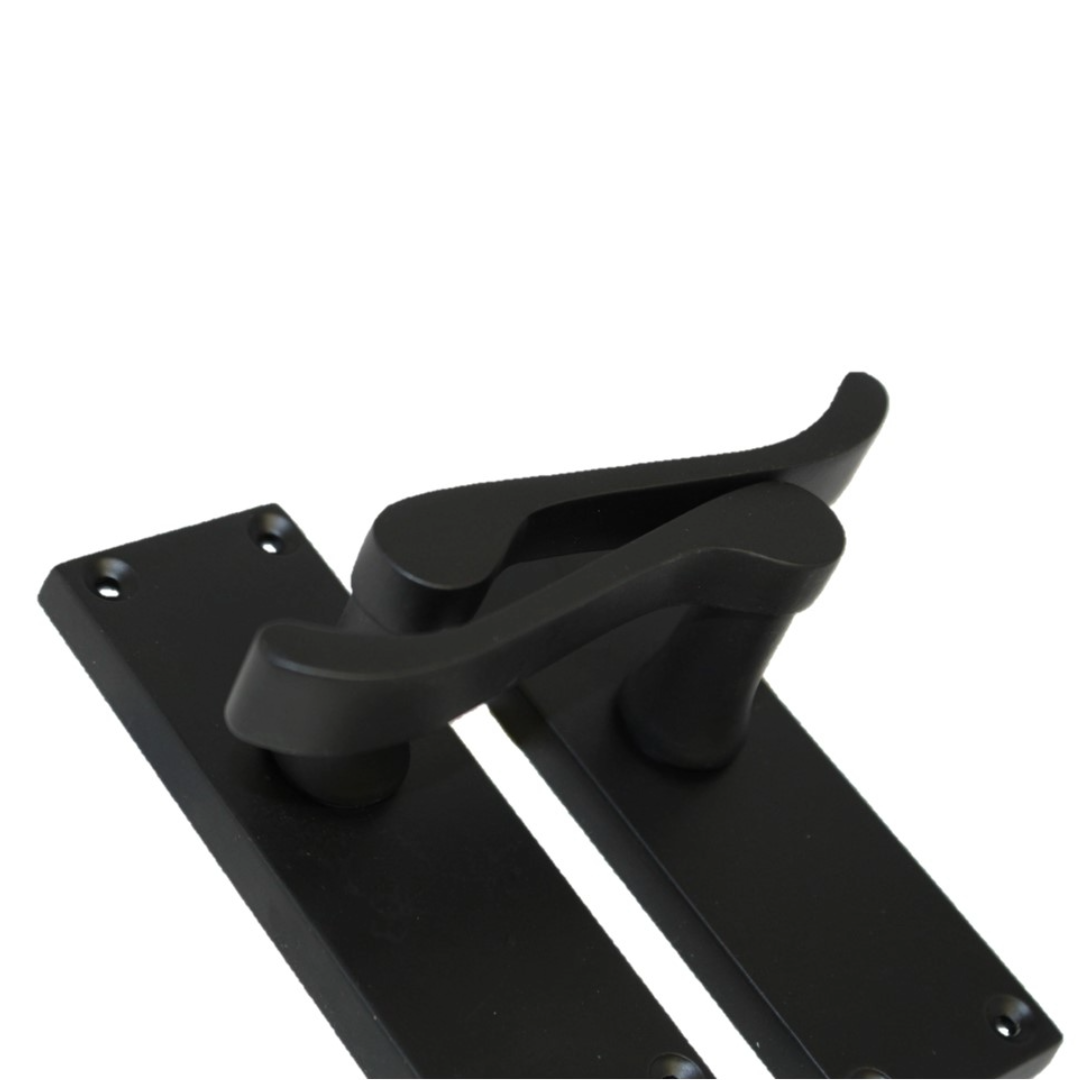 Poignées de porte à levier à défilement et loquet interne - Noir mat 118 x 40 mm