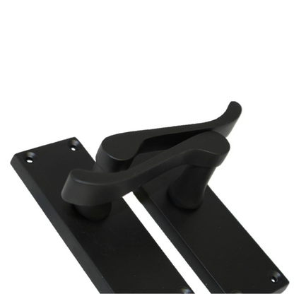 Poignées de porte à levier à défilement et loquet interne - Noir mat 118 x 40 mm