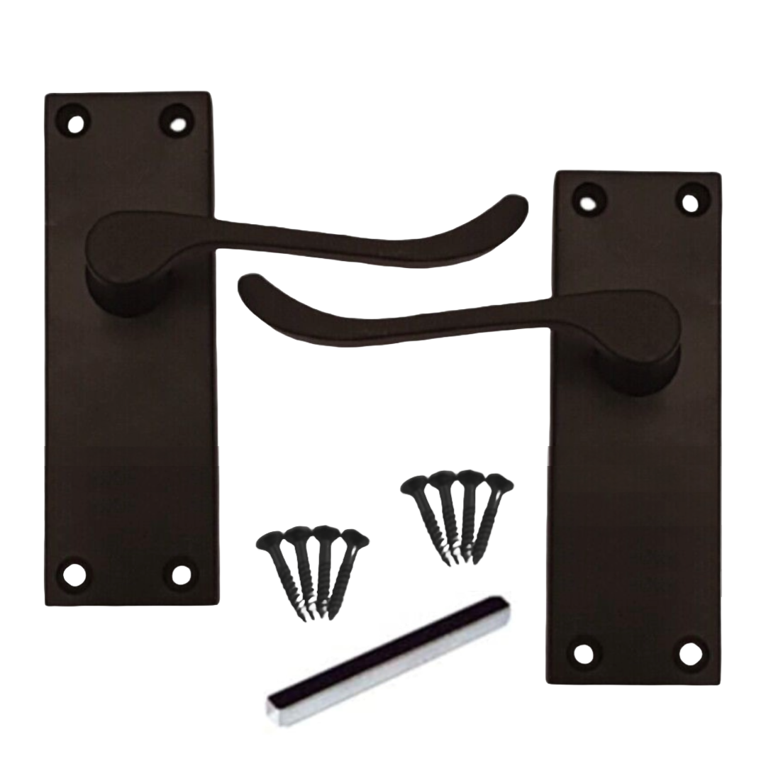 Poignées de porte à levier à défilement et loquet interne - Noir mat, 1/4/6 paires