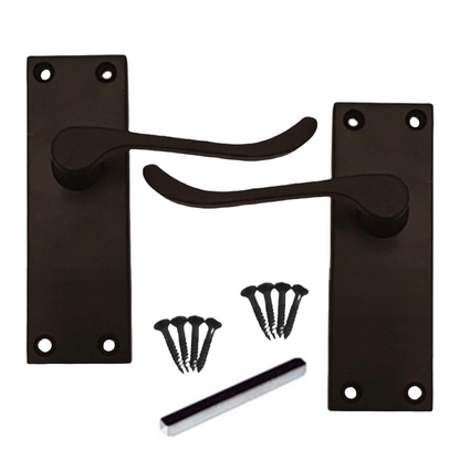 Poignées de porte à levier à défilement et loquet interne - Noir mat, 1/4/6 paires