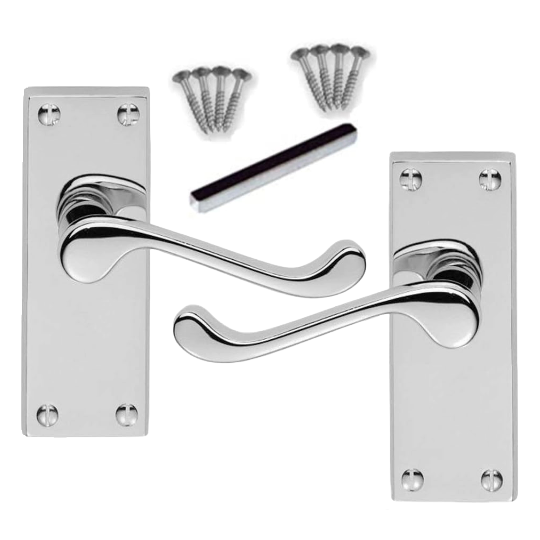 Poignée de porte à loquet à volutes victorienne - Chrome, 1/2/4/6 paires