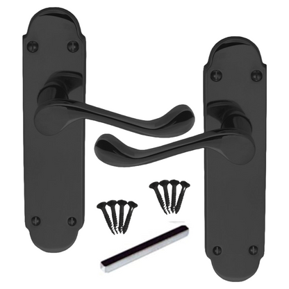 Poignées de porte multipack Epsom Latch, nickel noir, style victorien, levier à volutes, 1/4/6 paires