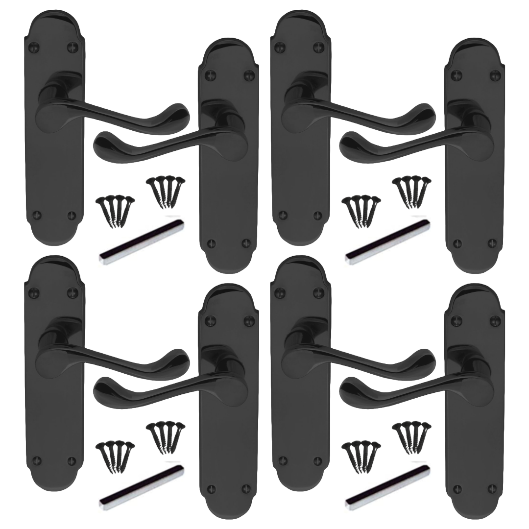 Poignées de porte multipack Epsom Latch, nickel noir, style victorien, levier à volutes, 1/4/6 paires