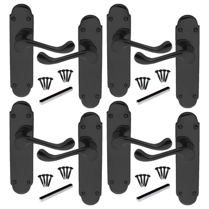 Poignées de porte multipack Epsom Latch, nickel noir, style victorien, levier à volutes, 1/4/6 paires