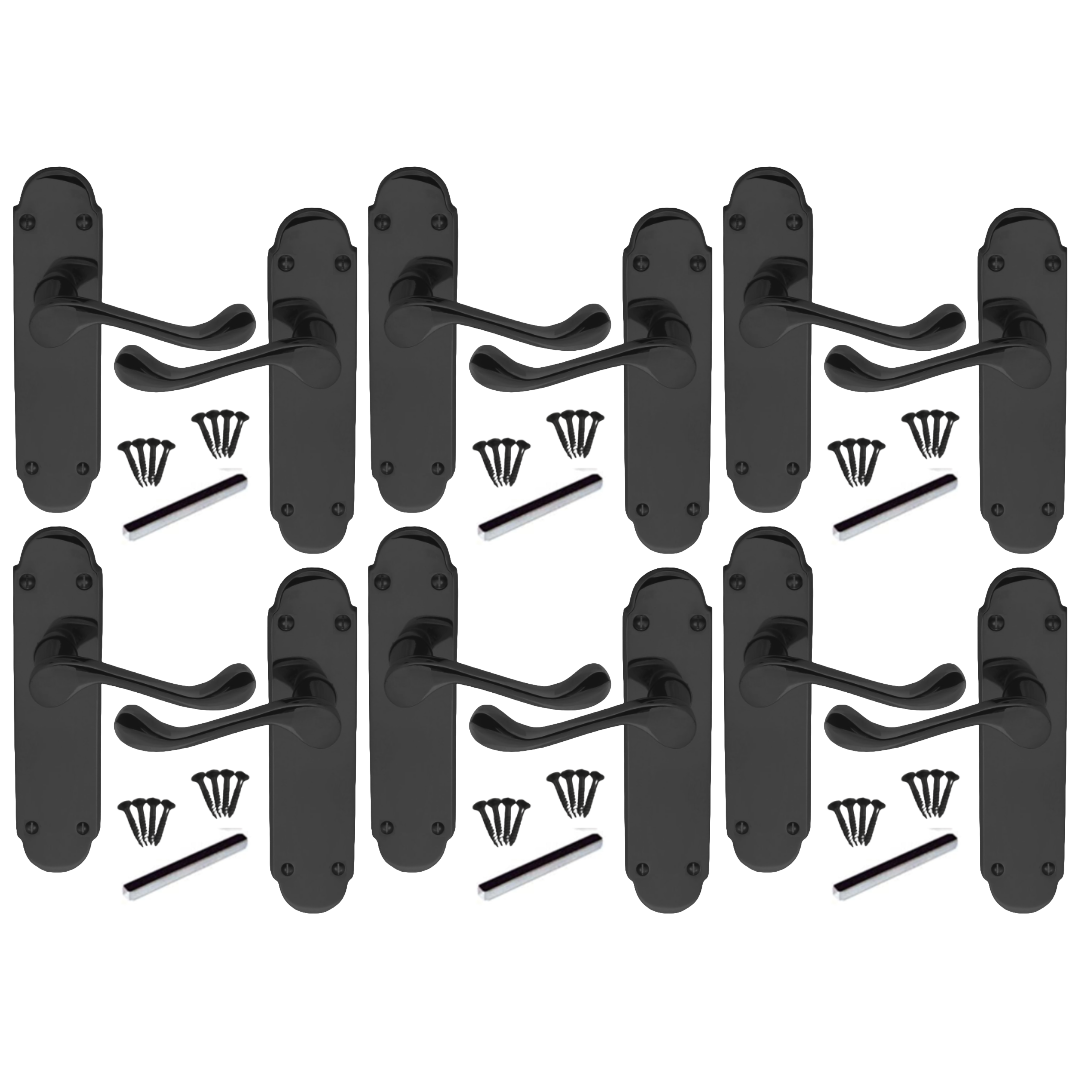 Poignées de porte multipack Epsom Latch, nickel noir, style victorien, levier à volutes, 1/4/6 paires