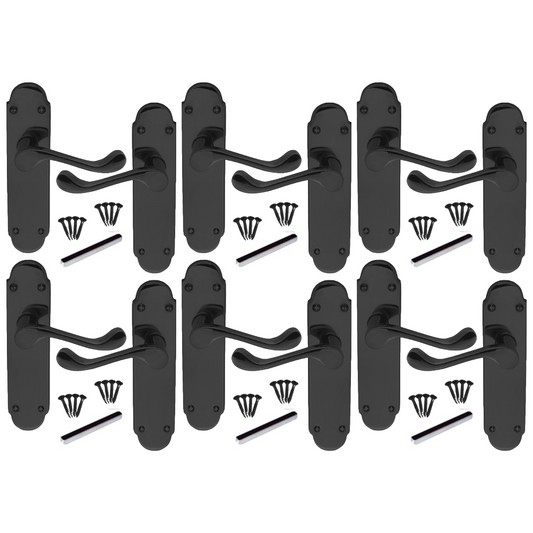 Poignées de porte multipack Epsom Latch, nickel noir, style victorien, levier à volutes, 1/4/6 paires