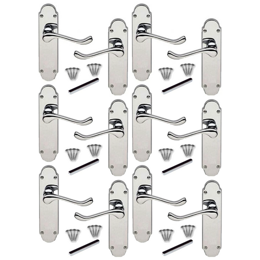 Poignées de porte multipack Epsom Chrome à levier à volutes victoriennes 1/4/6 paires