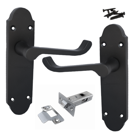 Loquet de porte Epsom à levier style victorien - Pack chrome noir mat