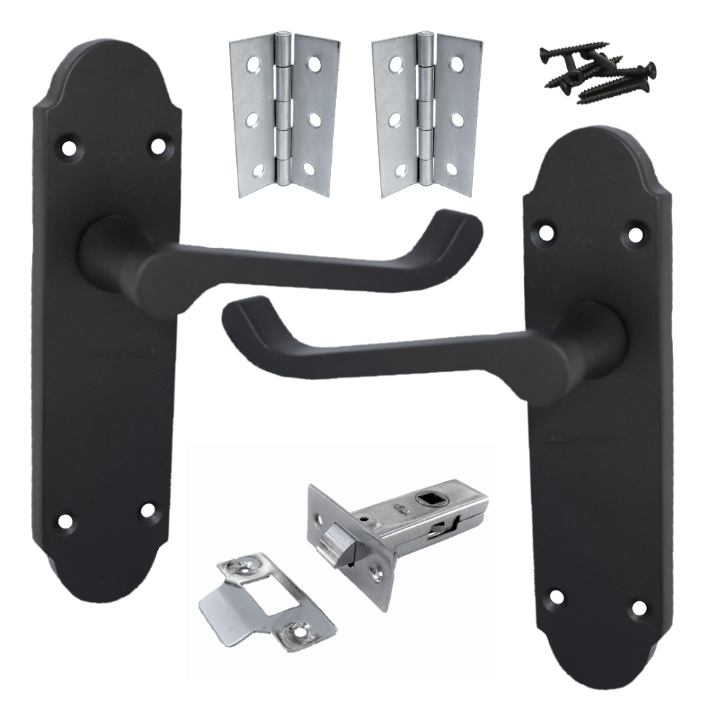 Loquet de porte Epsom à levier victorien - Charnières chromées noir mat