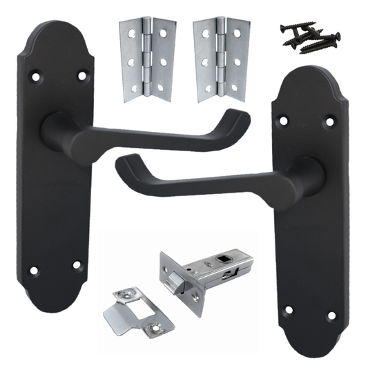 Loquet de porte Epsom à levier victorien - Charnières chromées noir mat