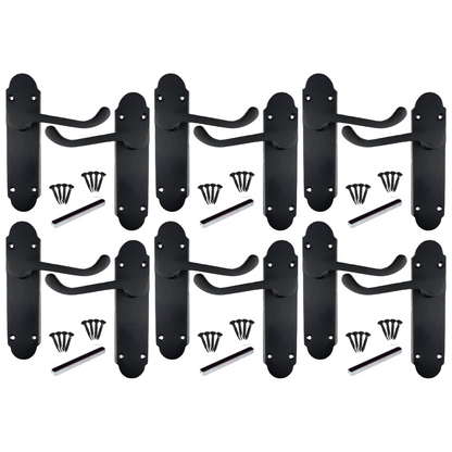 Poignée de porte multipack Epsom noir mat style victorien, loquet à levier à volutes, 1/4/6 paires