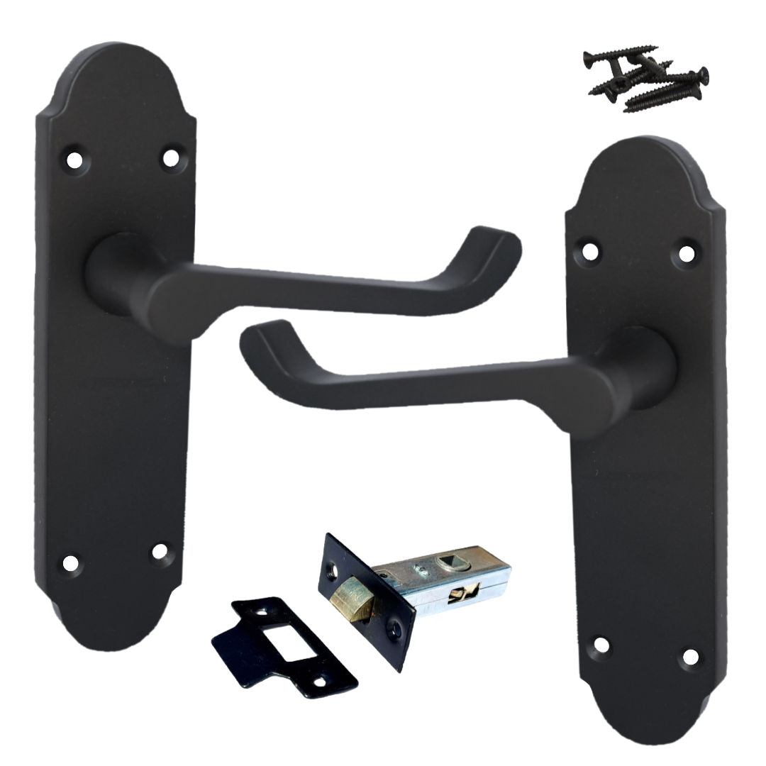 Loquet de porte Epsom à levier style victorien - Pack noir mat