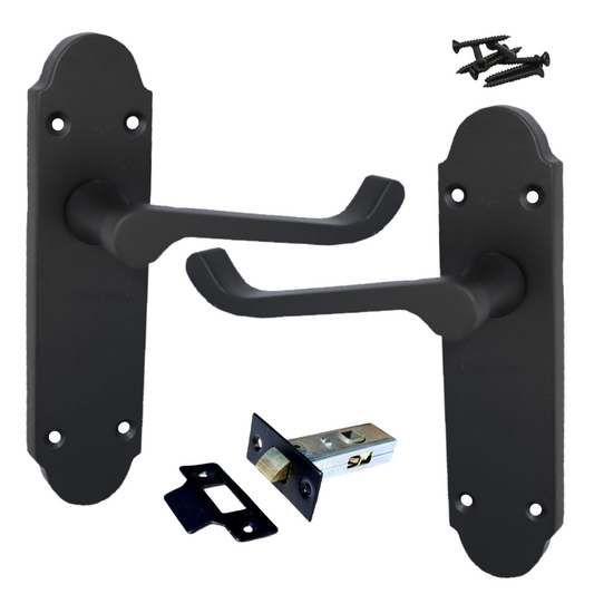 Loquet de porte Epsom à levier style victorien - Pack noir mat