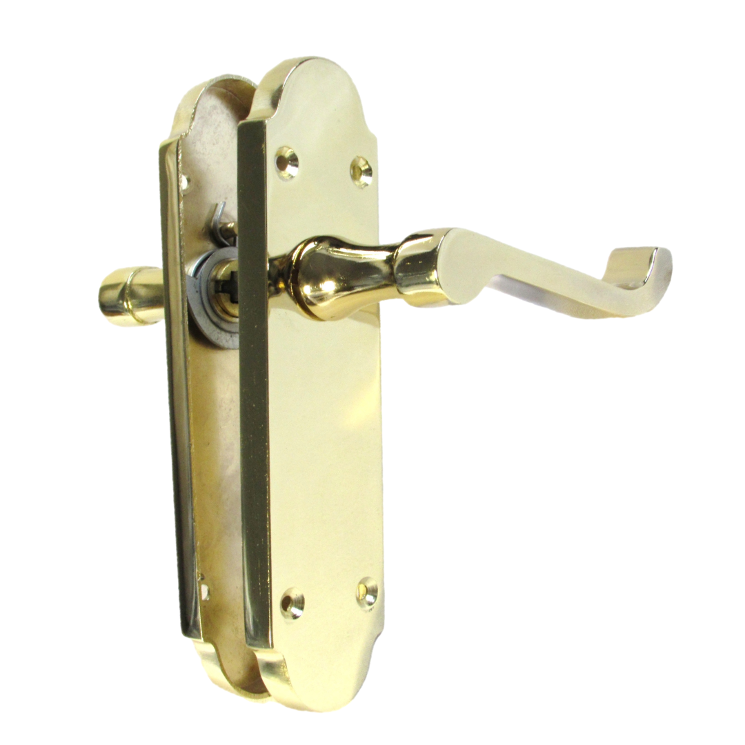 Loquet de porte Epsom à levier à volutes victorienne - Laiton