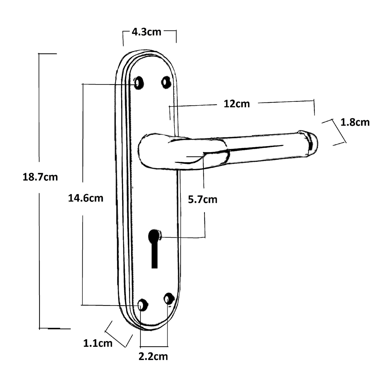 Poignée de porte Marina à levier de verrouillage bicolore - Chrome et satin
