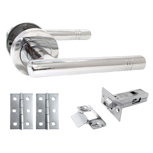 Poignées de porte Cossima à levier droit en T sur rosace - Pack de loquets chromés 125 mm