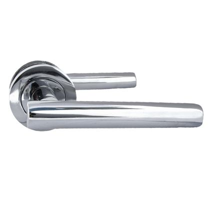 Poignées de porte en T à levier droit sur rosace pour salle de bain, bouton tournant et serrure - Chrome