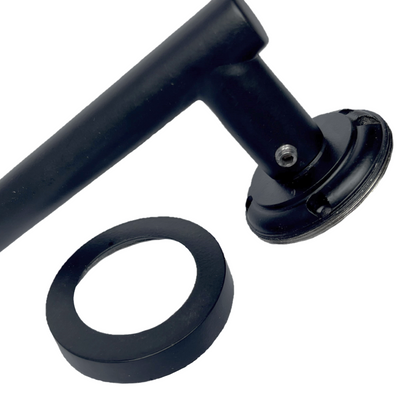 Poignées de porte à levier droit en T sur rosace, bouton tournant et verrouillable - Noir mat