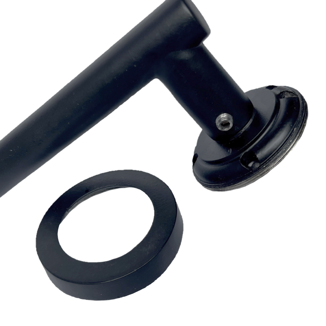 Poignées de porte noires mates à levier en T sur rosace ronde, ensemble de portes avec charnières et loquet