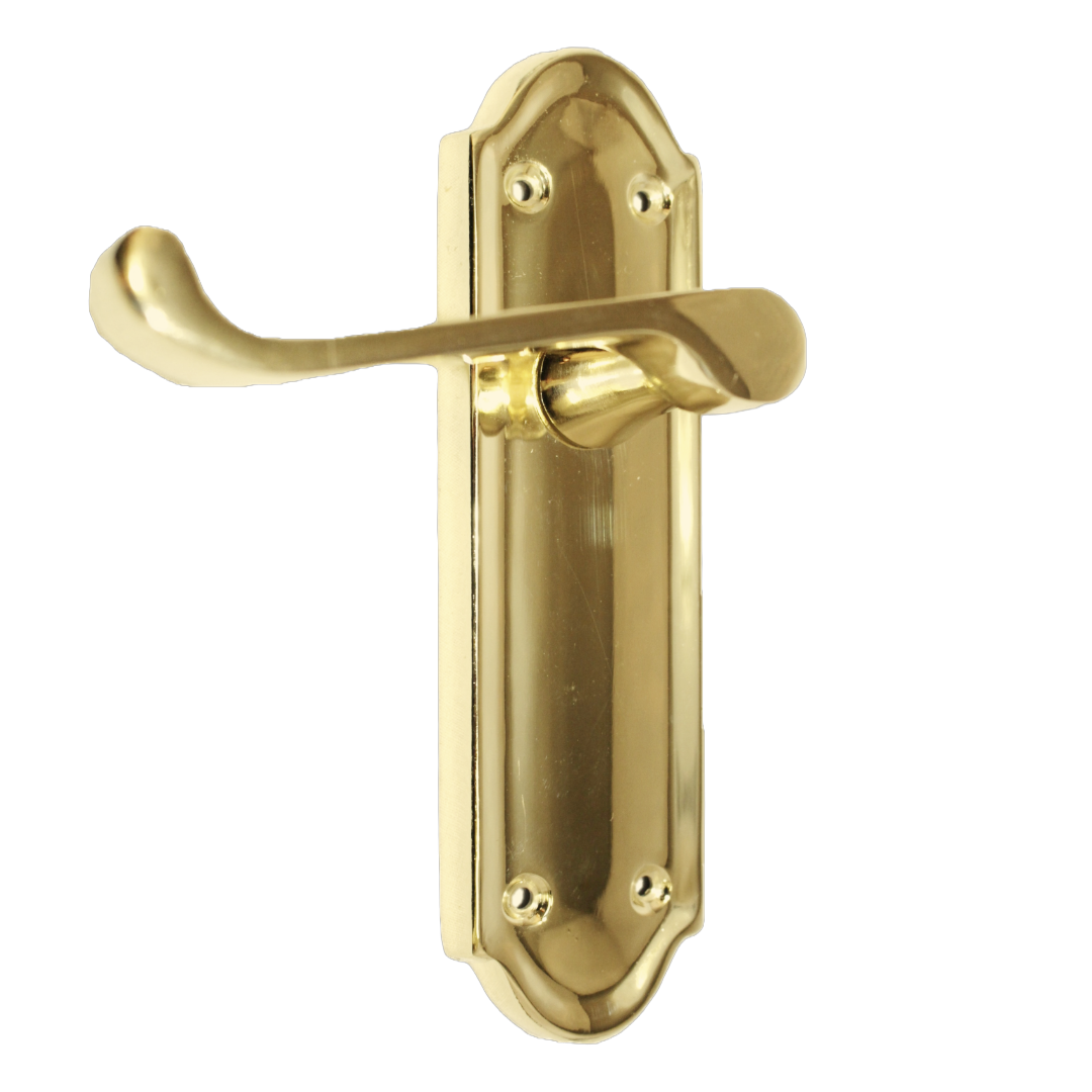 Loquet de porte Ashford à levier à volutes - Pack de loquets en laiton poli