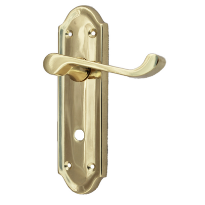 Poignée de porte Ashford pour salle de bain, levier à défilement, en laiton poli