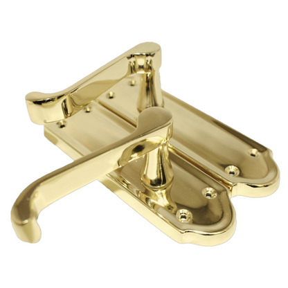 Loquet de porte Ashford à levier à volutes - Pack de loquets en laiton poli