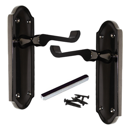 Loquet de porte Ashford à levier à défilement - Pack loquet et charnière en nickel noir