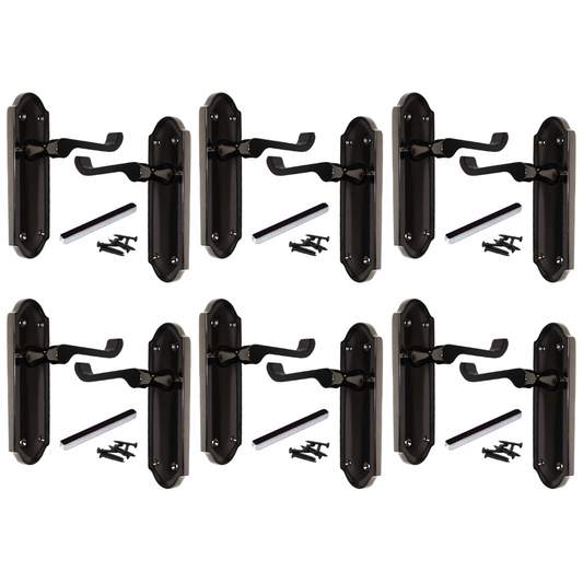 Poignées de porte Ashford en nickel noir, loquet en laiton, levier à défilement, 1/4/6 paires