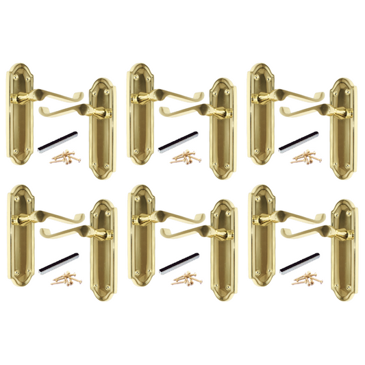 Poignées de porte Ashford en laiton, lot de 1, 4 ou 6 paires