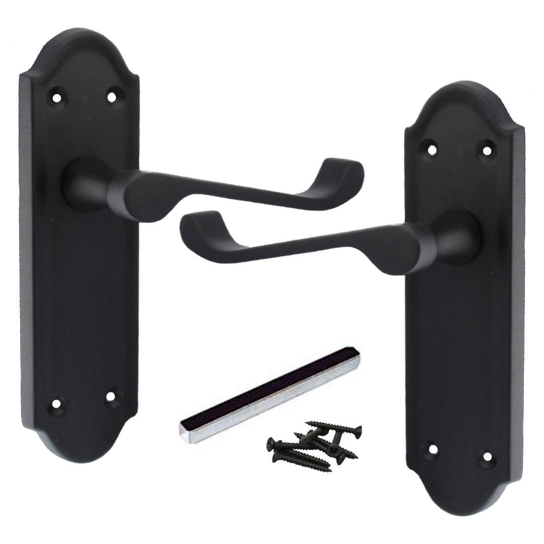 Poignées de porte Ashford en laiton noir mat, lot de 1, 4 ou 6 paires