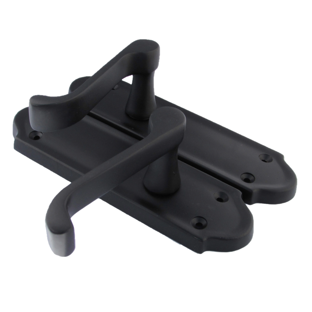 Loquet de poignée de porte Ashford à levier à défilement - Pack de loquets noir mat