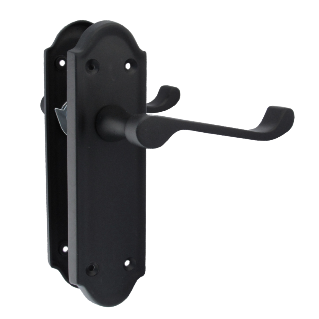 Loquet de poignée de porte Ashford à levier à défilement - Pack de loquets noir mat