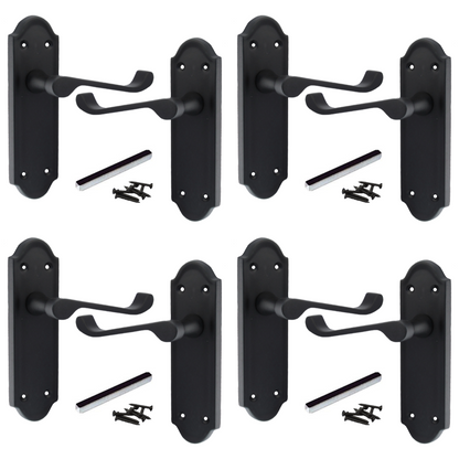 Poignées de porte Ashford en laiton noir mat, lot de 1, 4 ou 6 paires