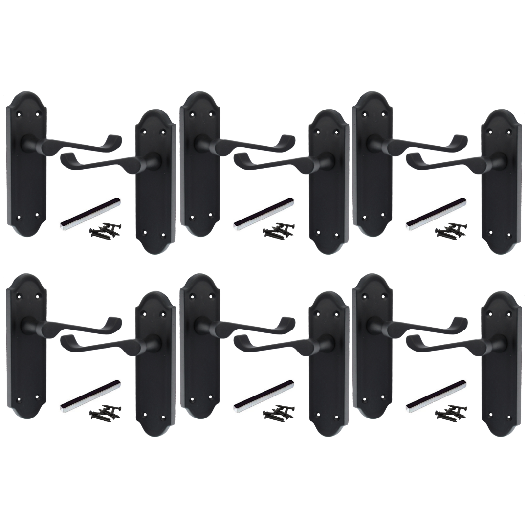 Poignées de porte Ashford en laiton noir mat, lot de 1, 4 ou 6 paires