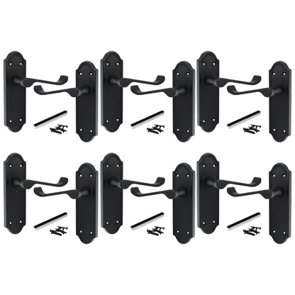 Poignées de porte Ashford en laiton noir mat, lot de 1, 4 ou 6 paires