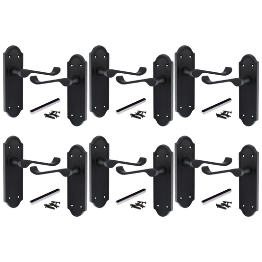 Poignées de porte Ashford en laiton noir mat, lot de 1, 4 ou 6 paires