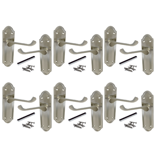 Poignées de porte Ashford en laiton satiné, lot de 1, 4 ou 6 paires