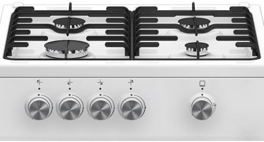 Beko cuisinière gaz FSG52000DWC, autonome, blanc, rotatif, foyer avant