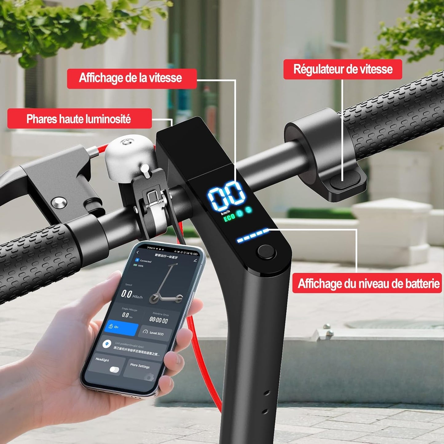 TODIMART T3 trottinette électrique 350W/35km, pneus nid d'abeille, charge 120kg