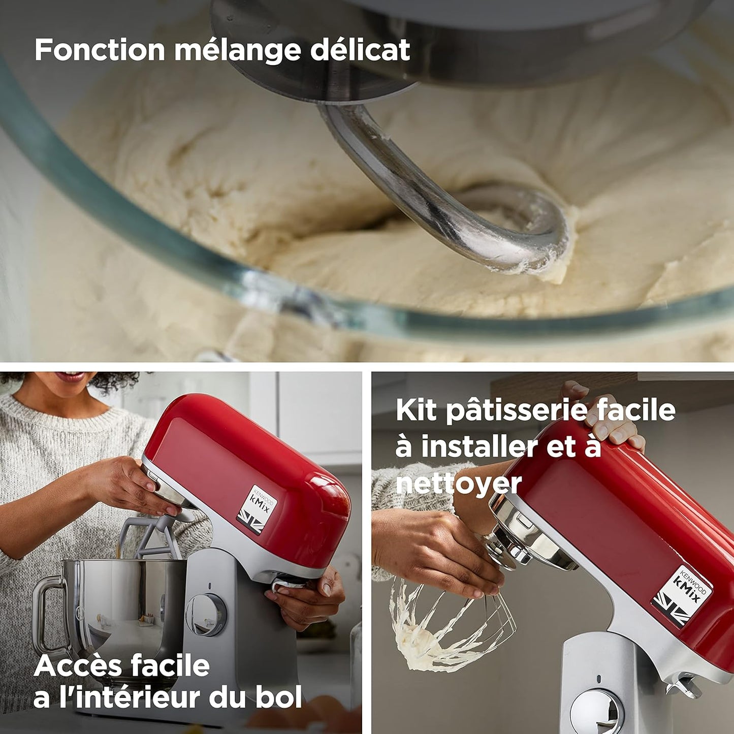 Kenwood KMX750RD robot pâtissier 1000W, bol 5L, rouge
