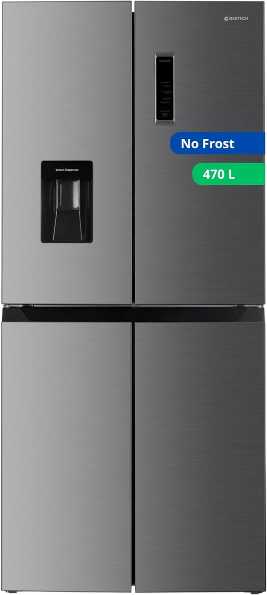 GEDTECH réfrigérateur multi-portes 470L avec distributeur eau, inox