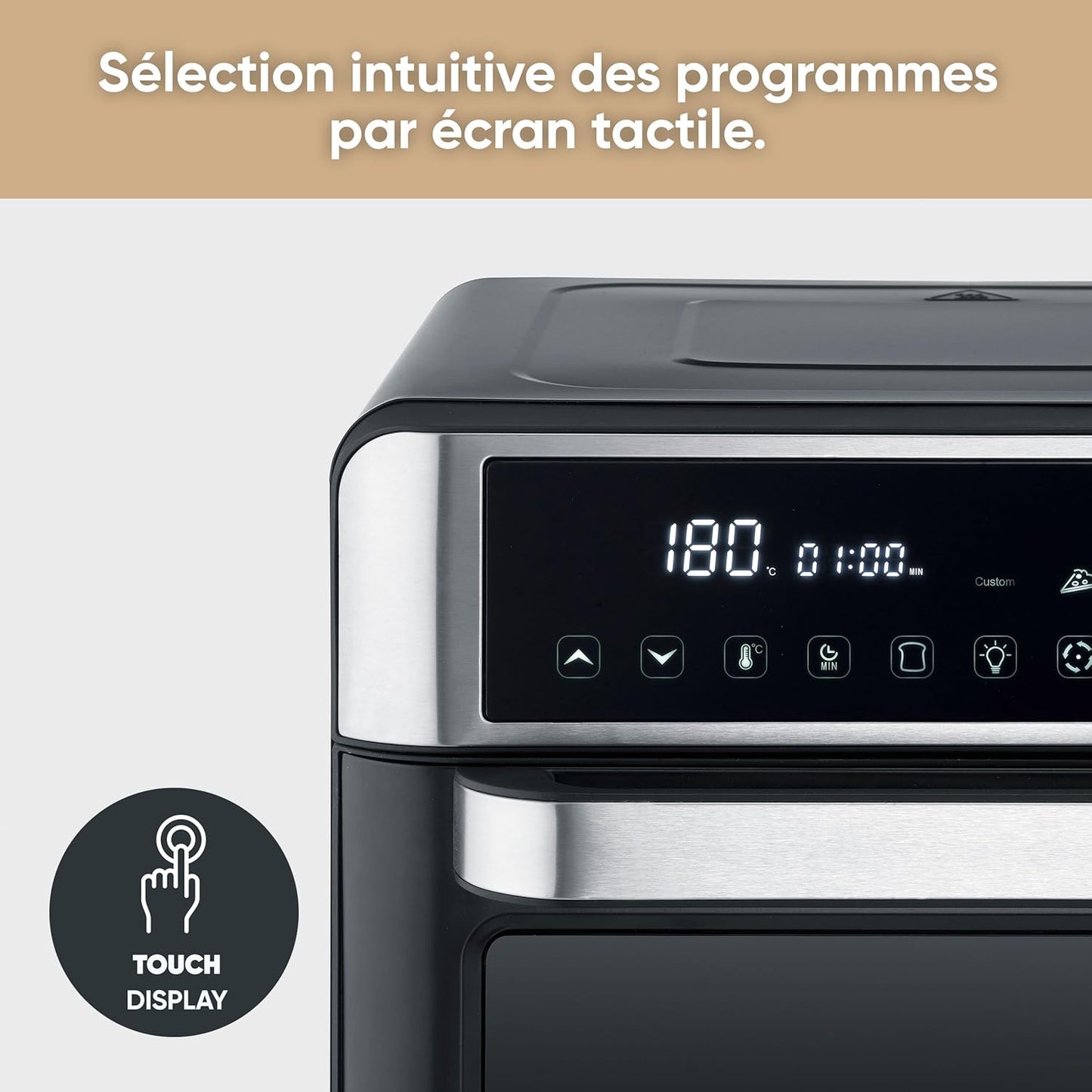 SEVERIN Mini-Four Air Chaud 12-en-1 25L Noir/Inox 2200W Écran Tactile TO9579